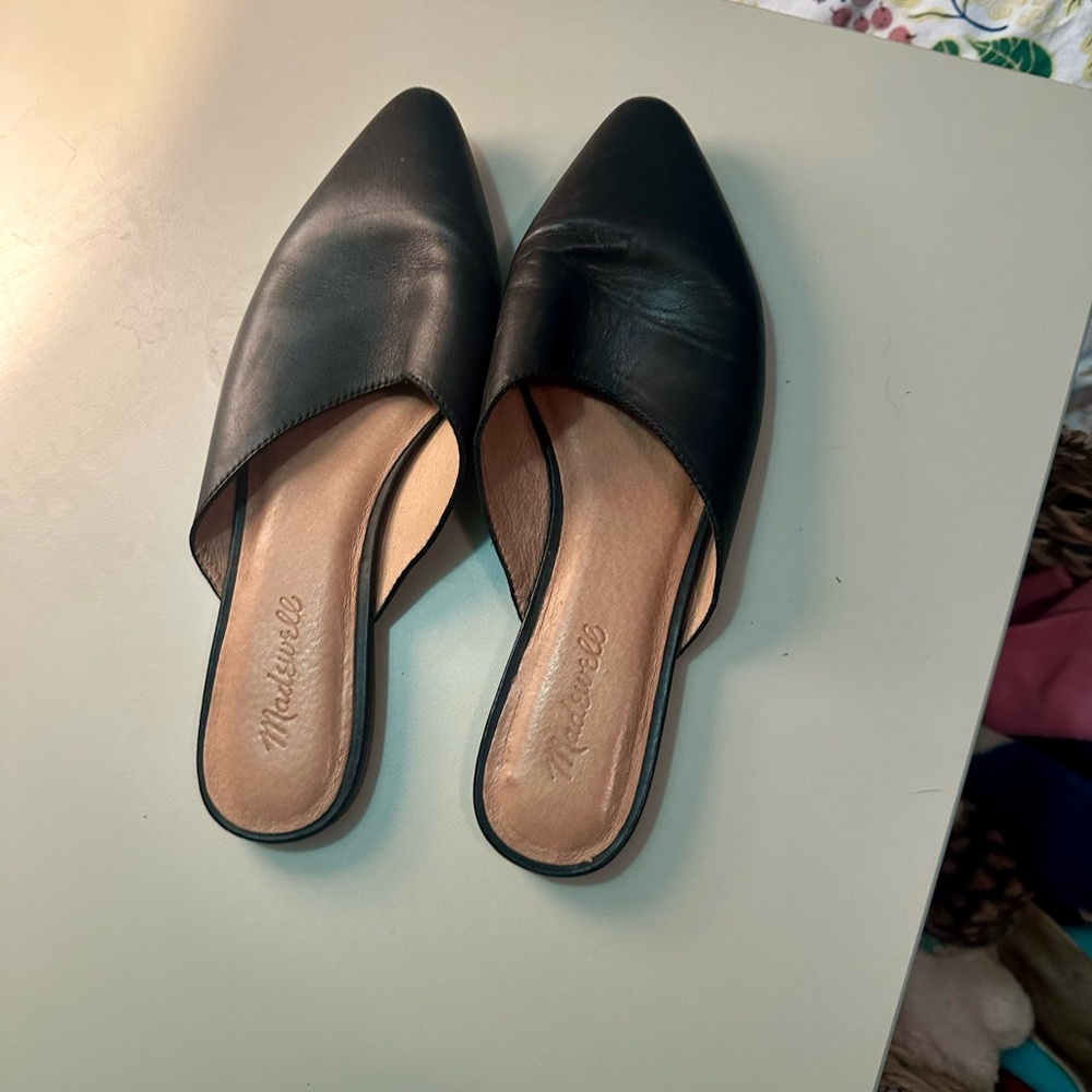 Madewell Black Leather Slip-On Mules